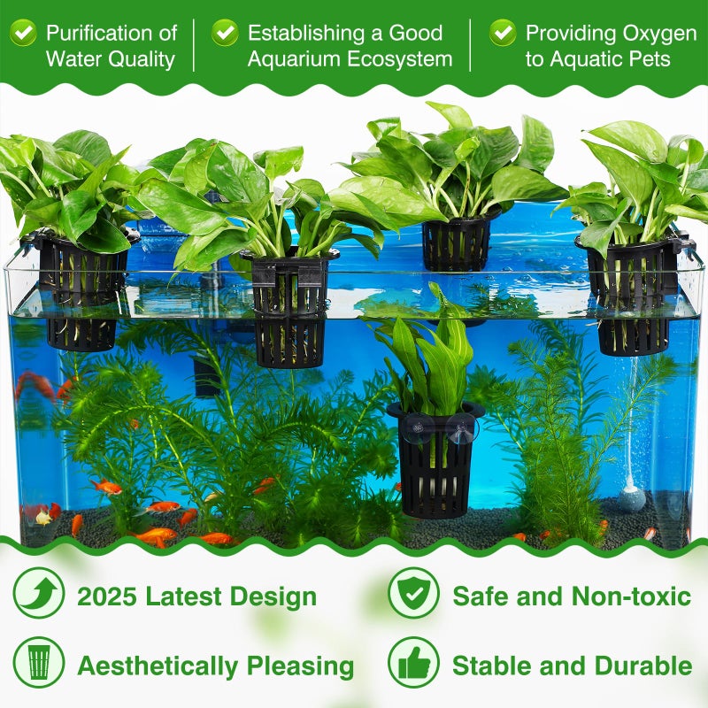Borlech 2025 New Upgraded Large Aquarium Plant Holder with 1.57-inch Extension Hooks and Suction Cups for Fish Tank Aquaponic Plant Cultivation and Aquascape Accessories Decorations (2 PCS) - Image 2