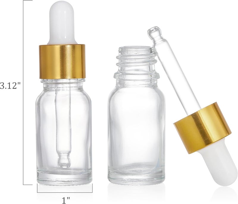 Kingrol 40 Pack 10ml Clear Glass Dropper Bottles, Tincture Bottles, Empty Bottles with dropper for Essential Oils, Perfumes, Aromatherapy, Chemistry Lab Chemicals - Image 2