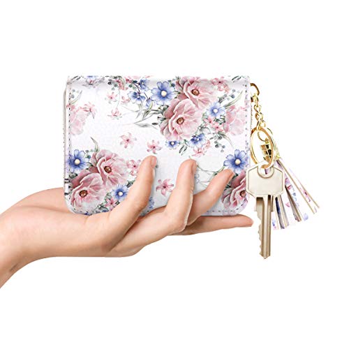 Coco Rossi Women's Card Case RFID Cute Flowers Small Wallet Card Holder, White Floral - Image 4