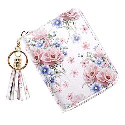 Coco Rossi Women's Card Case RFID Cute Flowers Small Wallet Card Holder, White Floral - Image 3