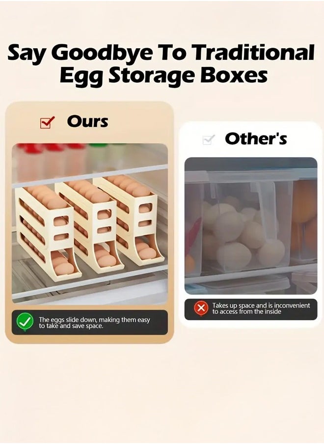 BarPros - 3Pcs - 4 Layer Egg Roll Dispenser, 30 Egg Organizer for Refrigerator, Egg Storage Box - Keep Your Eggs Fresh and Organized - Image 1