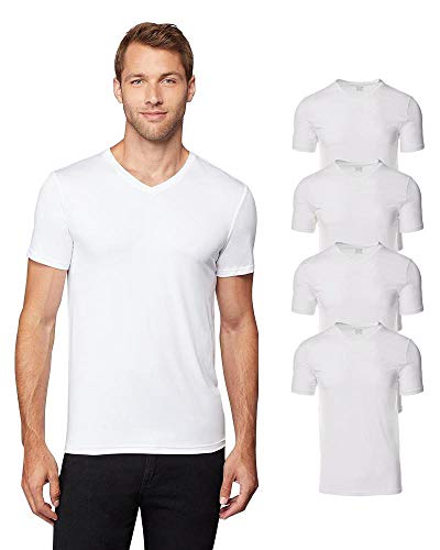 32 Degrees Mens 4 Pack Cool Quick Dry Active Basic Vneck T-Shirt, White, X-Large - Image 1