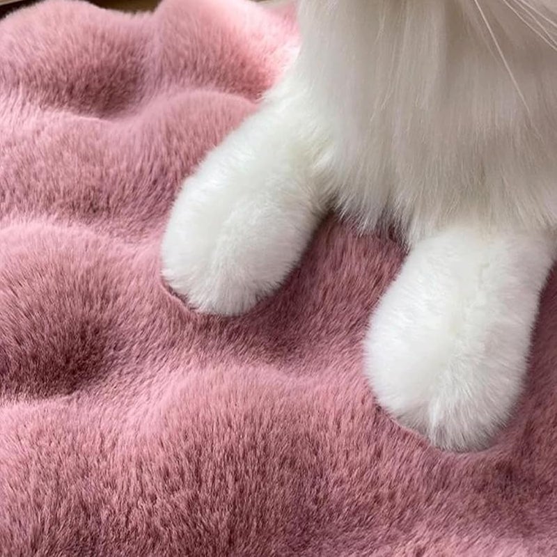 Cream Dog Bed 40 cm Soft Plush Furry Cover Thick Pad Sofa Nest For Dogs - Image 5