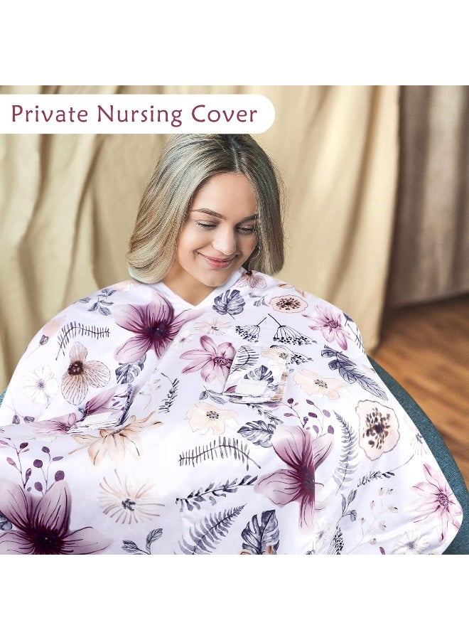 Jundetye Baby Car Seat Cover, Peekaboo Opening Car Seat Canopy for Baby Girls Boys, Mom Nursing Breastfeeding Covers, Blanket for Infant, Purple Watercolor Flower - Image 4