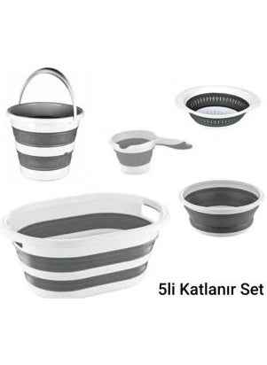 Viyalente - Foldable Multi Set of 5 - Bucket Basket Mug Basin Strainer - Image 1