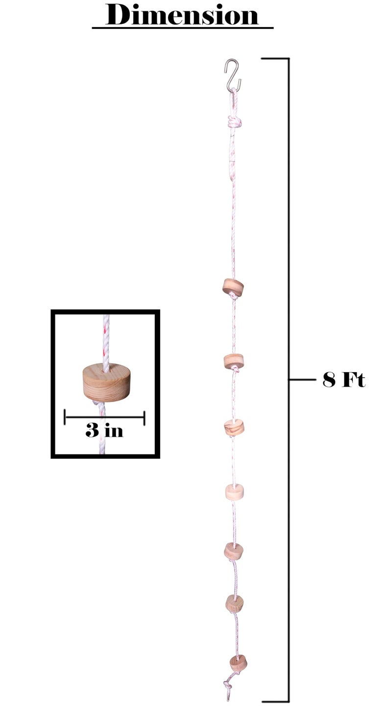 Homecute Climbing Rope For Kid's, Climbing Rope With 7 Wooden Knot Idel For Tree Houses & Climbing Frames, Kids Ninja Rope Climber, Playground Accessories Kids Swing Set. ,7.5 Cm - Image 3