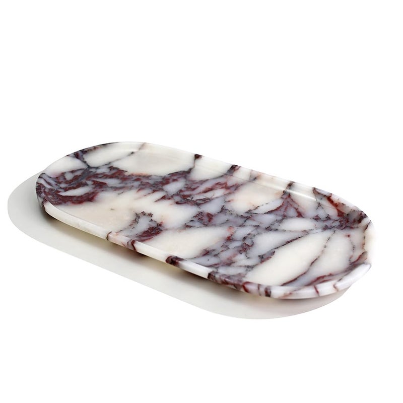 Natural Marble Tray Coffee Table Food Fruit Paper Cup Cake Display Coffee bar Family Gatherings Seasonal Holiday Decoration TrayViolaoval11 x5 x07