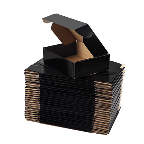 Hoikwo 25 Pack 7x5x2 Shipping Boxes for Small Business, Black Packaging Cardboard Boxes, Moving Mailing Packing Box - Image 1