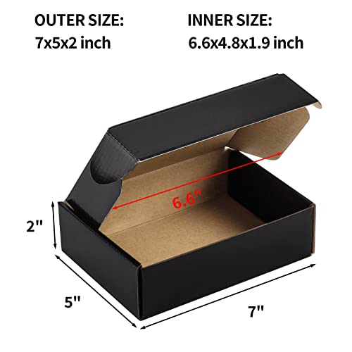 Hoikwo 25 Pack 7x5x2 Shipping Boxes for Small Business, Black Packaging Cardboard Boxes, Moving Mailing Packing Box - Image 2