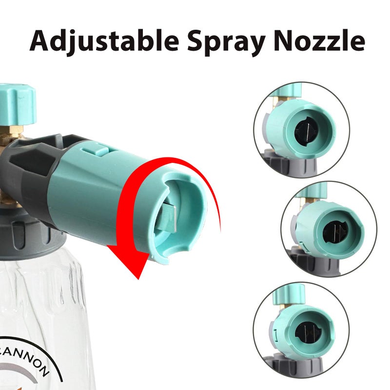 Sooprinse Foam Cannon, Adjustable Snow Foam Lance Transparent Body, Professional Car Foam Blaster with 1/4 Inch Quick Connector, 4000 PSI, 1L - Image 3