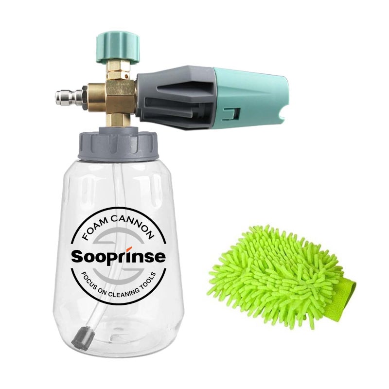 Sooprinse Foam Cannon, Adjustable Snow Foam Lance Transparent Body, Professional Car Foam Blaster with 1/4 Inch Quick Connector, 4000 PSI, 1L - Image 1