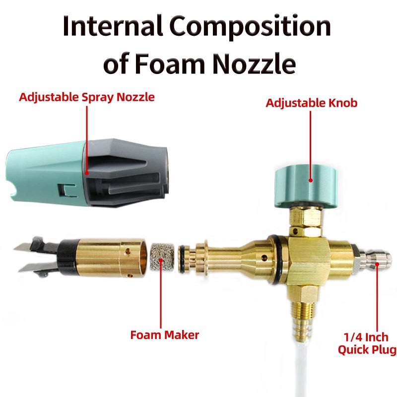 Sooprinse Foam Cannon, Adjustable Snow Foam Lance Transparent Body, Professional Car Foam Blaster with 1/4 Inch Quick Connector, 4000 PSI, 1L - Image 5