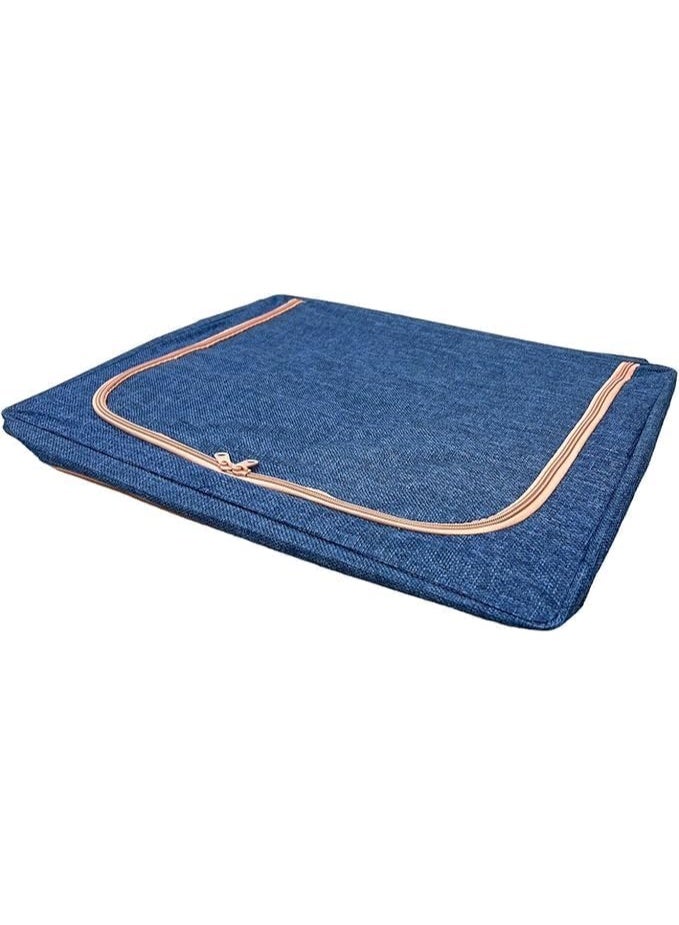 100L Storage Organizer, Foldable Metal Frame Box with Zipper, Visible Window, Large Storage Capacity with Handles for Quilts, Blankets, Bedspreads, Duvets, Closet Organizer, 1 Piece (Navy Blue), Polyester - Image 2