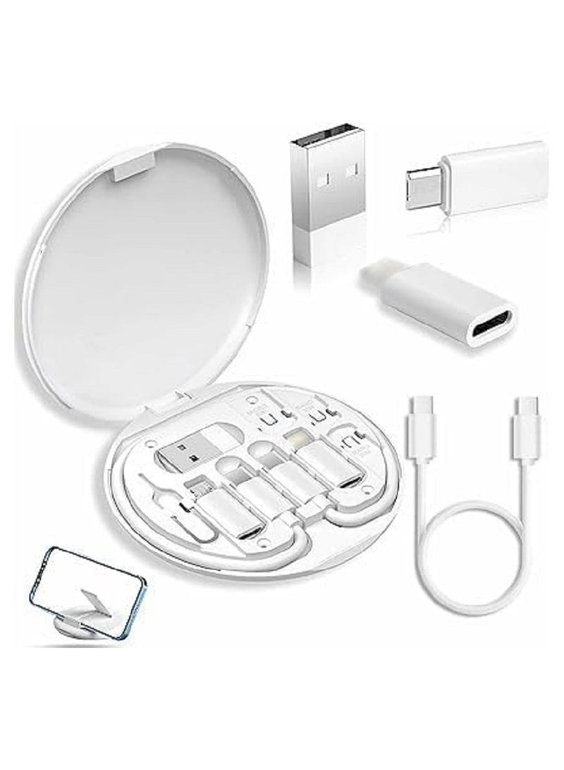 Data Cable Adapter Kit in Storage Box - USB C to Micro USB/Lightning/USB A Converter Head Adapter with SIM Card Slot and SIM Pin  - Image 1