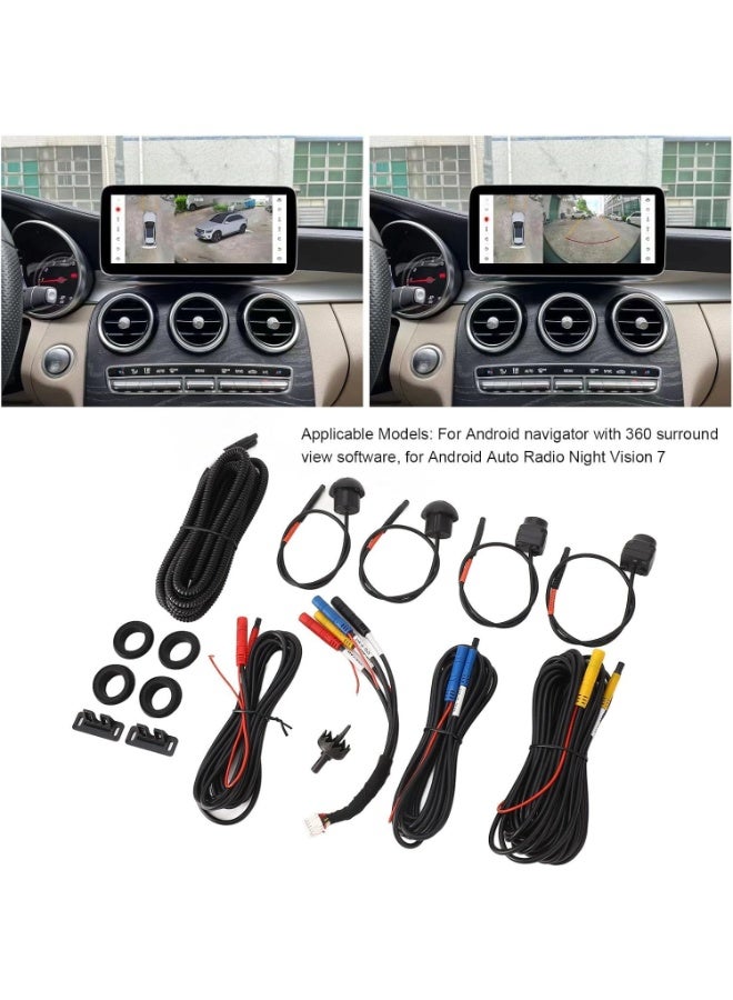 SHEZA STAR 360 Car Camera System with Auto Radio, Panoramic View, Night Vision, Waterproof, Low Light Performance, Easy Installation, for Navigator with 360 Surround View Software  - Image 5