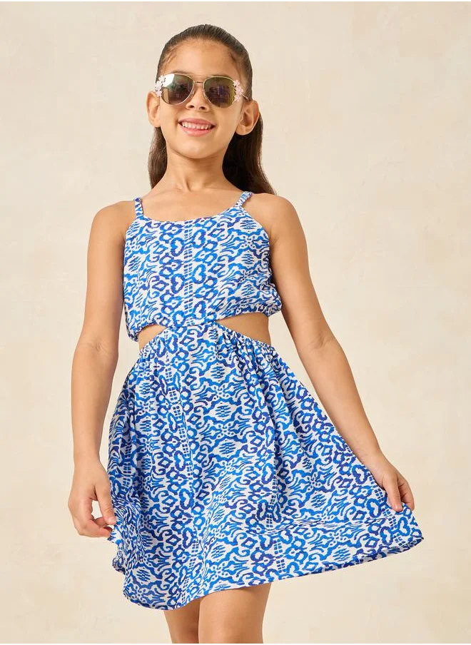 ستايلي All Over Print Cut-Out Detail Dress