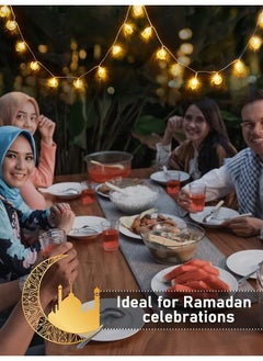إيروريكس سلسلة أضواء رمضان عيد 9.8 قدم 20 مصباح ليد سلسلة أضواء مبارك إسلامية مع قمر نجمة فانوس الكيروسين زينة القصر للمنزل الإسلامي الداخلي والخارجي حديقة المنزل لوازم الحفلات لمبة بيضاء  - Image 4