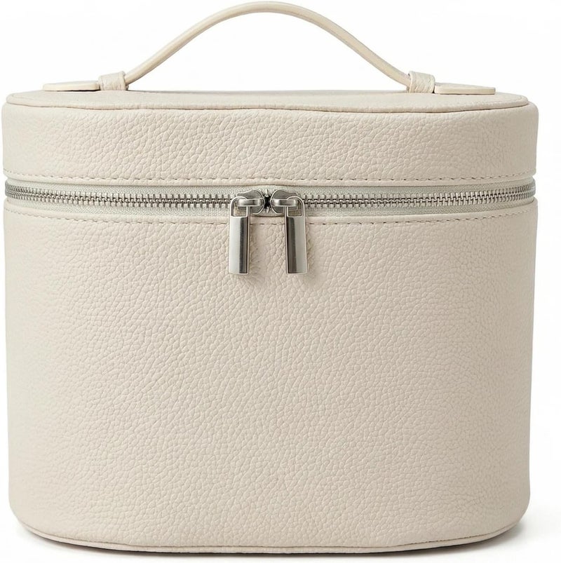Magic Park Makeup Bag Cosmetic Travel Bag Makeup Case with Compartments and Handle Portable Cosmetic Organizer Bags,Toiletry Bag for Women (White) - Image 1