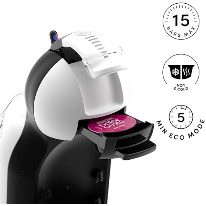 ريحني ماكينة صنع القهوة ديلونجي نسكافيه دولتشي جوستو ميني مي بود كبسولة، إسبرسو، كابتشينو وأكثر، Edg305Wb أبيض وأسود - Image 4