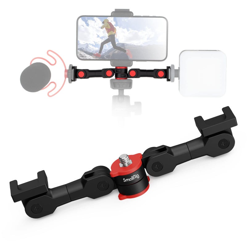 SmallRig Dual Cold Shoe Mount by SmallRig, Extension Bar Universal Cold Shoe Adapter with 1/4" Thread Holes, for Microphone,Led Video Light, Audio Recorder Monitors-3483B - Image 1