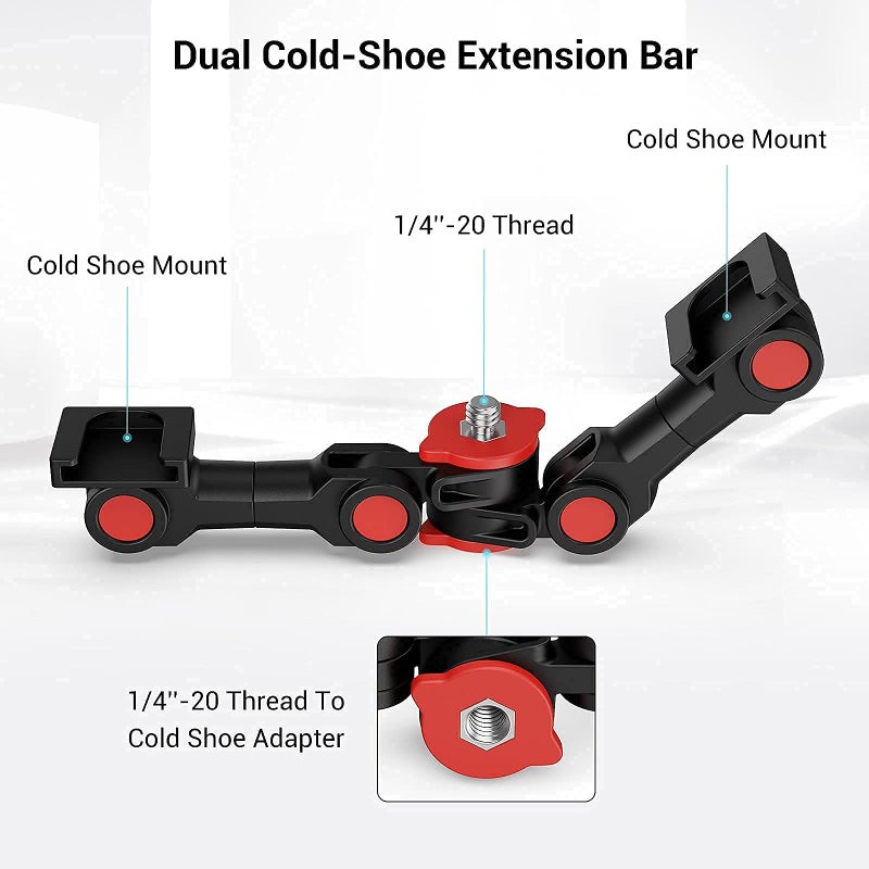 SmallRig Dual Cold Shoe Mount by SmallRig, Extension Bar Universal Cold Shoe Adapter with 1/4" Thread Holes, for Microphone,Led Video Light, Audio Recorder Monitors-3483B - Image 5