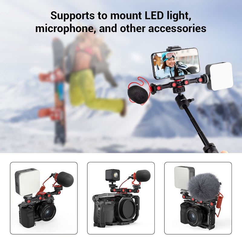 SmallRig Dual Cold Shoe Mount by SmallRig, Extension Bar Universal Cold Shoe Adapter with 1/4" Thread Holes, for Microphone,Led Video Light, Audio Recorder Monitors-3483B - Image 3