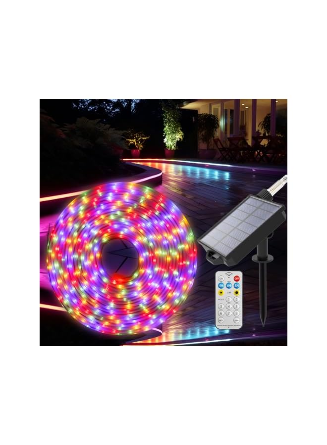 The Bros Solar Strip Lights 16.4FT, LED Solar Light Strip Outdoor Indoor, Two Charging Modes, Dimmable Solar Rope Lights with Remote Control, 8 Modes 4 Colours Strip Lights for Patio, Deck, Balcony Decor - Image 2