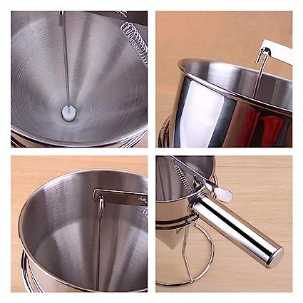 HEBEZON HEBEZON Stainless Steel Pancake Batter Dispenser Funnels with Stand Detachable Handle Funnel Dispenser for TakoyakiBakingCupcakesMuffinsCooking CrepesWaffles 1000Ml Pack of 1  - Image 4
