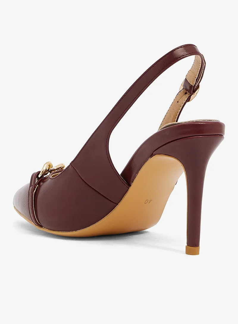 Ella Limited Edition Burgundy Slingback, gold chain detail for Women | Best Price UAE