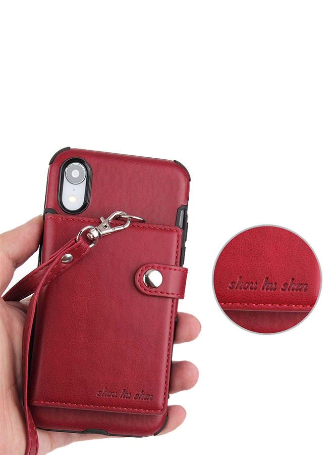 NIBEMINENT Protective Wallet Case Cover For Apple iPhone XR Wine Red - Image 2