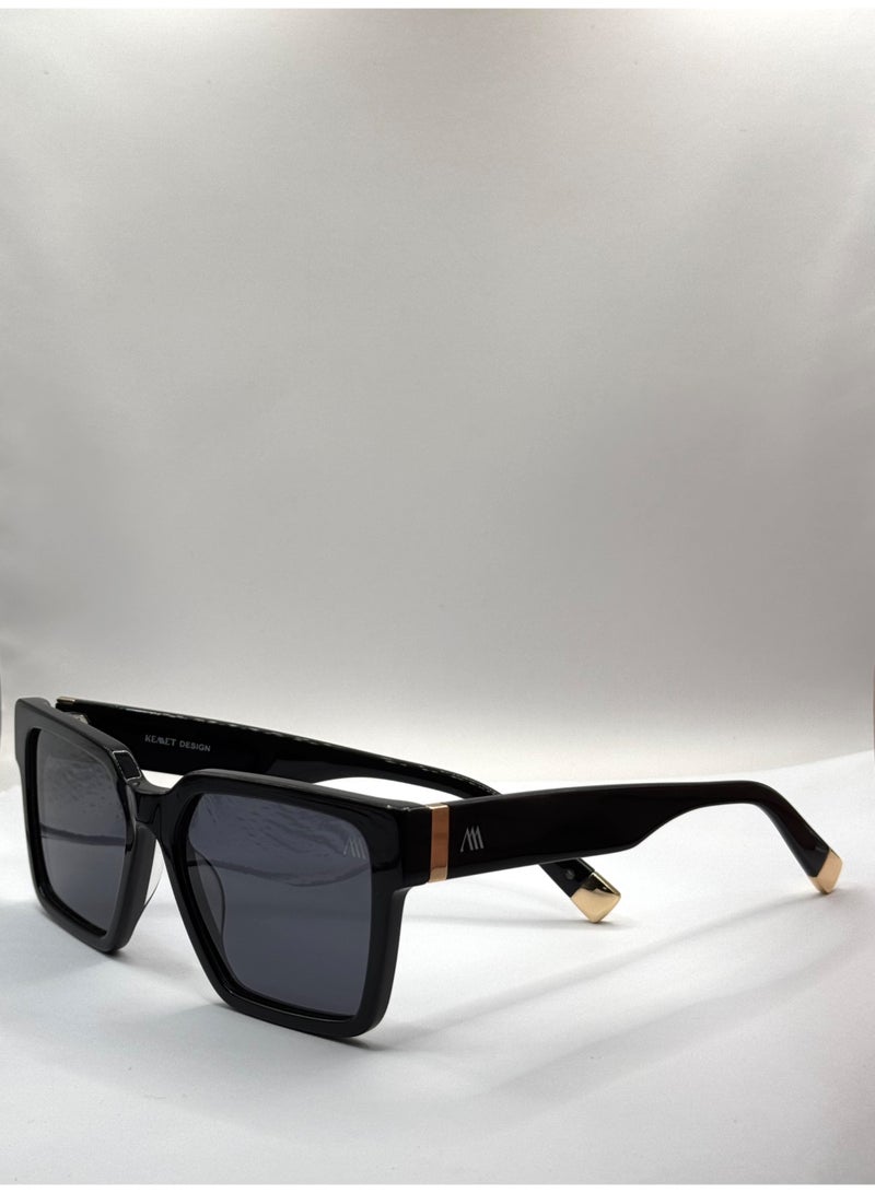 Kemet Eyewear Rectangular Full Rim Unisex Opal Black Black Lens - Image 5