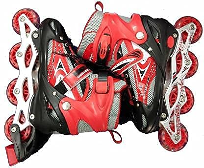 SELLMONK Inline Skates Size Adjustable All Pure PU Strong Wheels Aluminium with LED Flash Light on Wheels, Skating Boy Age Group 6-15 Years Big Size (38-41)(RED) - Image 3