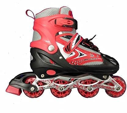 SELLMONK Inline Skates Size Adjustable All Pure PU Strong Wheels Aluminium with LED Flash Light on Wheels, Skating Boy Age Group 6-15 Years Big Size (38-41)(RED) - Image 2