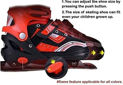 SELLMONK Inline Skates Size Adjustable All Pure PU Strong Wheels Aluminium with LED Flash Light on Wheels, Skating Boy Age Group 6-15 Years Big Size (38-41)(RED) - Image 4