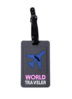 Cuisine Art Luggage Tag with Name ID Card, Personalized Identifier ID Labels, Flexible PVC Travel Tags, Secure Travel Luggage Labels for Baggage Identity, Suitcase Tag - "WORLD Traveler" Text Design  - Image 1