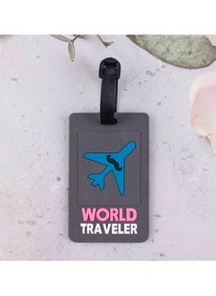 Cuisine Art Luggage Tag with Name ID Card, Personalized Identifier ID Labels, Flexible PVC Travel Tags, Secure Travel Luggage Labels for Baggage Identity, Suitcase Tag - "WORLD Traveler" Text Design  - Image 3