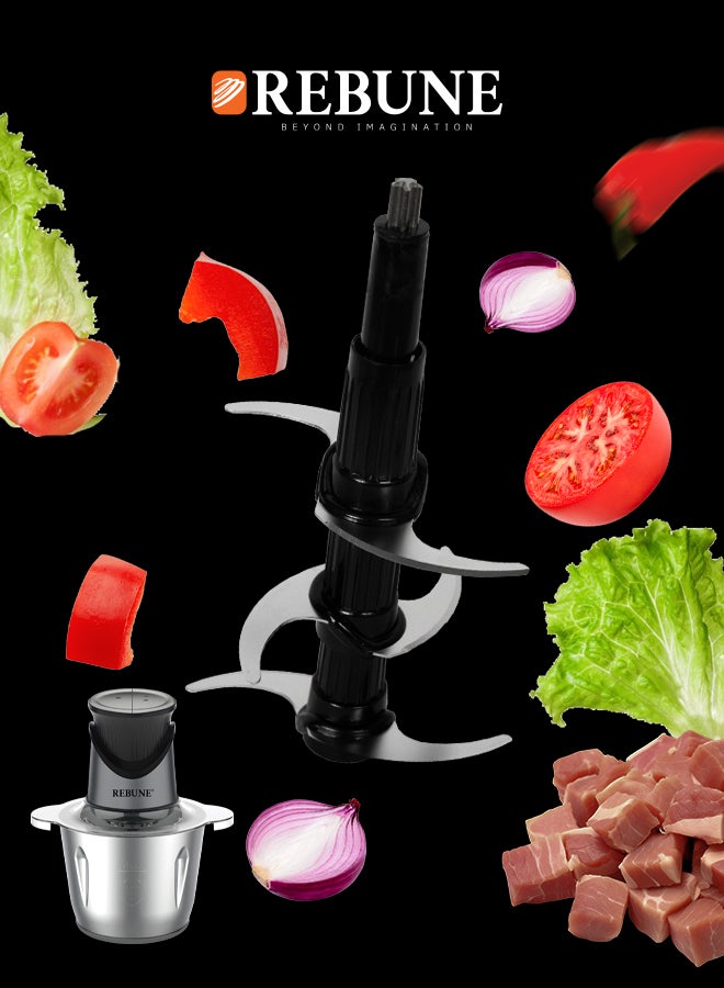 REBUNE Stainless Steel Meat And Vegetable Chopper 3 L 500 W RE-2-168 Silver - Image 4