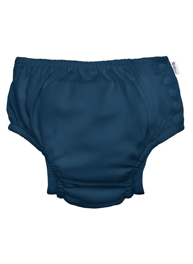 جرين سبراوتس أنا ألعب. من شركة جرين سبراوتس، حفاضات سباحة إيكو سناب قابلة لإعادة الاستخدام مع حشوات، عامل حماية من الأشعة فوق البنفسجية 50، أزرق داكن - سادة، تصميم حاصل على براءة اختراع، معتمدة من STANDARD 100 من OEKO-TEX لمدة 18 شهرًا - Image 1