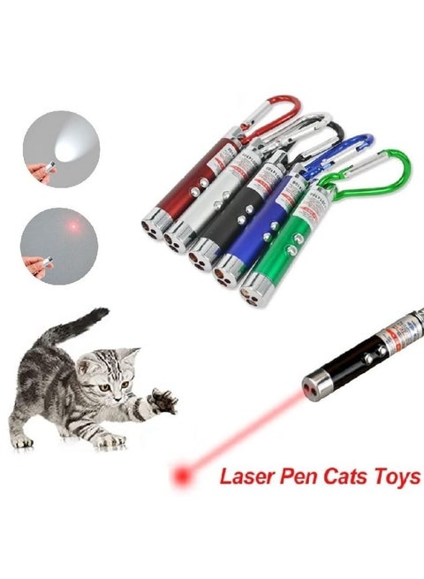 An interesting Cat Fun Toy Mini Climbing Buckle Laser Pen Pointer LED Flashlight UV Torch Light With Keychain Random Color