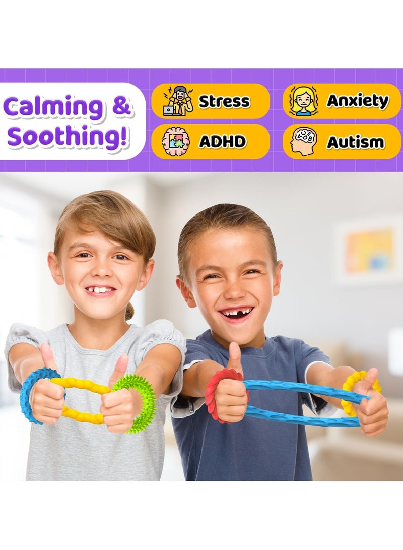 هالامودو 4 قطع لعبة حسية لتخفيف التوتر - أساور مطاطية قابلة للتمطيط للأطفال والكبار - ألعاب مضادة للقلق تساعد على التركيز والاسترخاء (من السيليكون) - Image 3