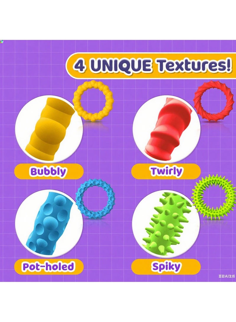 هالامودو 4 قطع لعبة حسية لتخفيف التوتر - أساور مطاطية قابلة للتمطيط للأطفال والكبار - ألعاب مضادة للقلق تساعد على التركيز والاسترخاء (من السيليكون) - Image 4