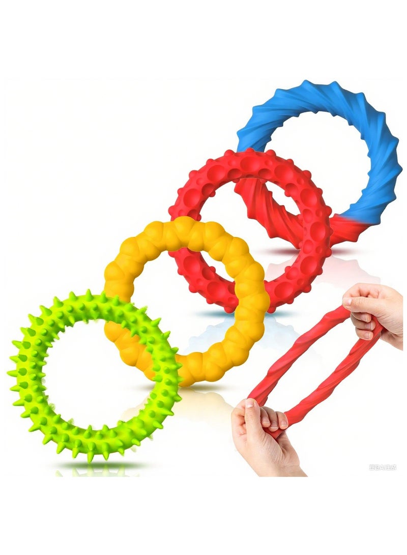هالامودو 4 قطع لعبة حسية لتخفيف التوتر - أساور مطاطية قابلة للتمطيط للأطفال والكبار - ألعاب مضادة للقلق تساعد على التركيز والاسترخاء (من السيليكون) - Image 1