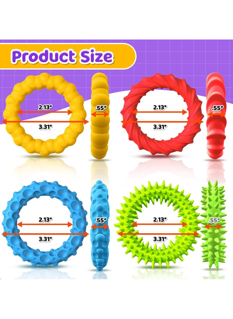 هالامودو 4 قطع لعبة حسية لتخفيف التوتر - أساور مطاطية قابلة للتمطيط للأطفال والكبار - ألعاب مضادة للقلق تساعد على التركيز والاسترخاء (من السيليكون) - Image 2
