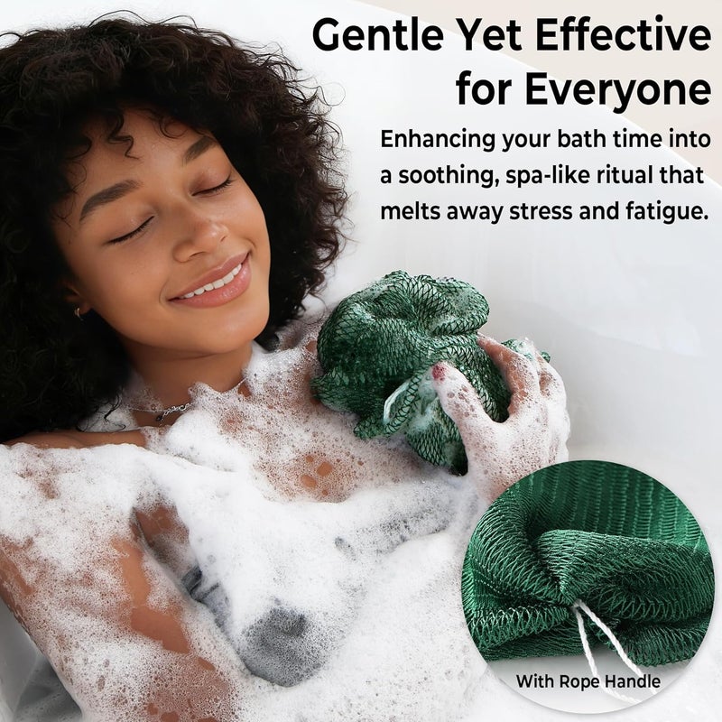 RelaxScene Afro Scrubber African Net Sponge - 2 Pieces Authentic African Wash Cloths - Exfoliating Body Sponges for Showering Forest & BabyPink - Back Scrub Exfoliator Shower Loofah for Body Bath Accessories - Image 4