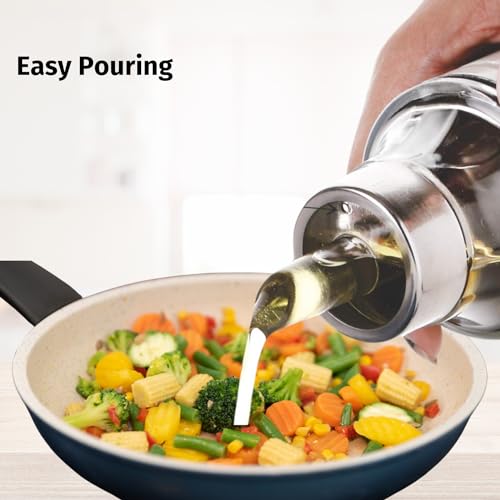 BLLUEX Stainless Steel Oil Dispenser Can Bottle 500ml | With Nozzle, Dropper & Steel Cap | Cooking Oil Cantainer For Kitchen | Leak Proof Oil Pourer, Dropper & Easy to Handle (Small-I) - Image 3