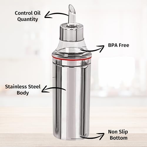 BLLUEX Stainless Steel Oil Dispenser Can Bottle 500ml | With Nozzle, Dropper & Steel Cap | Cooking Oil Cantainer For Kitchen | Leak Proof Oil Pourer, Dropper & Easy to Handle (Small-I) - Image 5