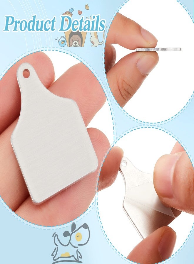 Zhengmy 50 Pieces Metal Cow Tag Blank Metal Stamping Blanks Aluminum Tiny Cattle Ear Tag with Hole for Handmade Number Dog Name ID Women Jewelry, 0.06 Inch Thick - Image 4