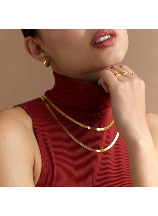 PAVOI Italian Solid 925 Sterling Silver, 22K Gold Plated Snake Chain Necklace, 4.5mm Italian Diamond-Cut Herringbone Necklace for Women and Men, MADE IN ITALY (16, Yellow Gold), 16 Inches, Gold - Image 5