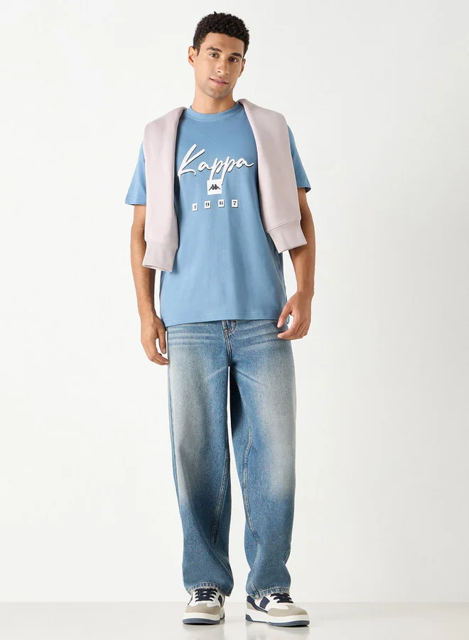 Kappa Kappa Logo Print Crew Neck T-shirt with Short Sleeves