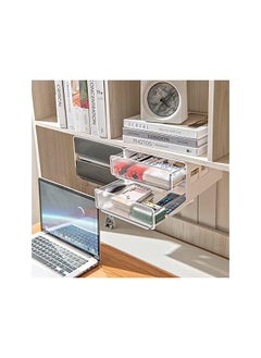 DMG TECH Under Desk Drawer Hidden Selfadhesive Under Mount Desk Drawer Slide Out Office Organizers And Storage Drawers Under Mounted With 2 Layers For Office/Classroom/Home  - Image 4